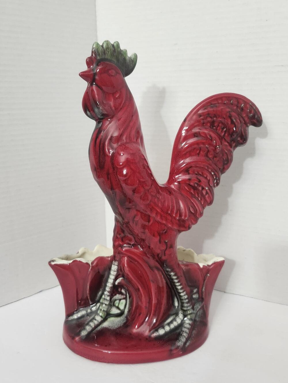 Vintage Royal Haeger Pottery Red Rooster Planter Figurine Made in USA